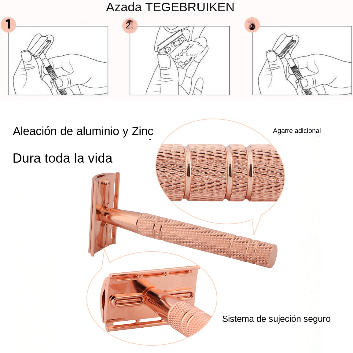 Rose Gold Razor,Classic Double - Safety Razor Handle avaliação e preço